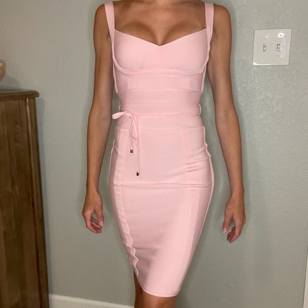 Brand New with tags, Bella Barnett pink bandage bodycon midi dress, size 2